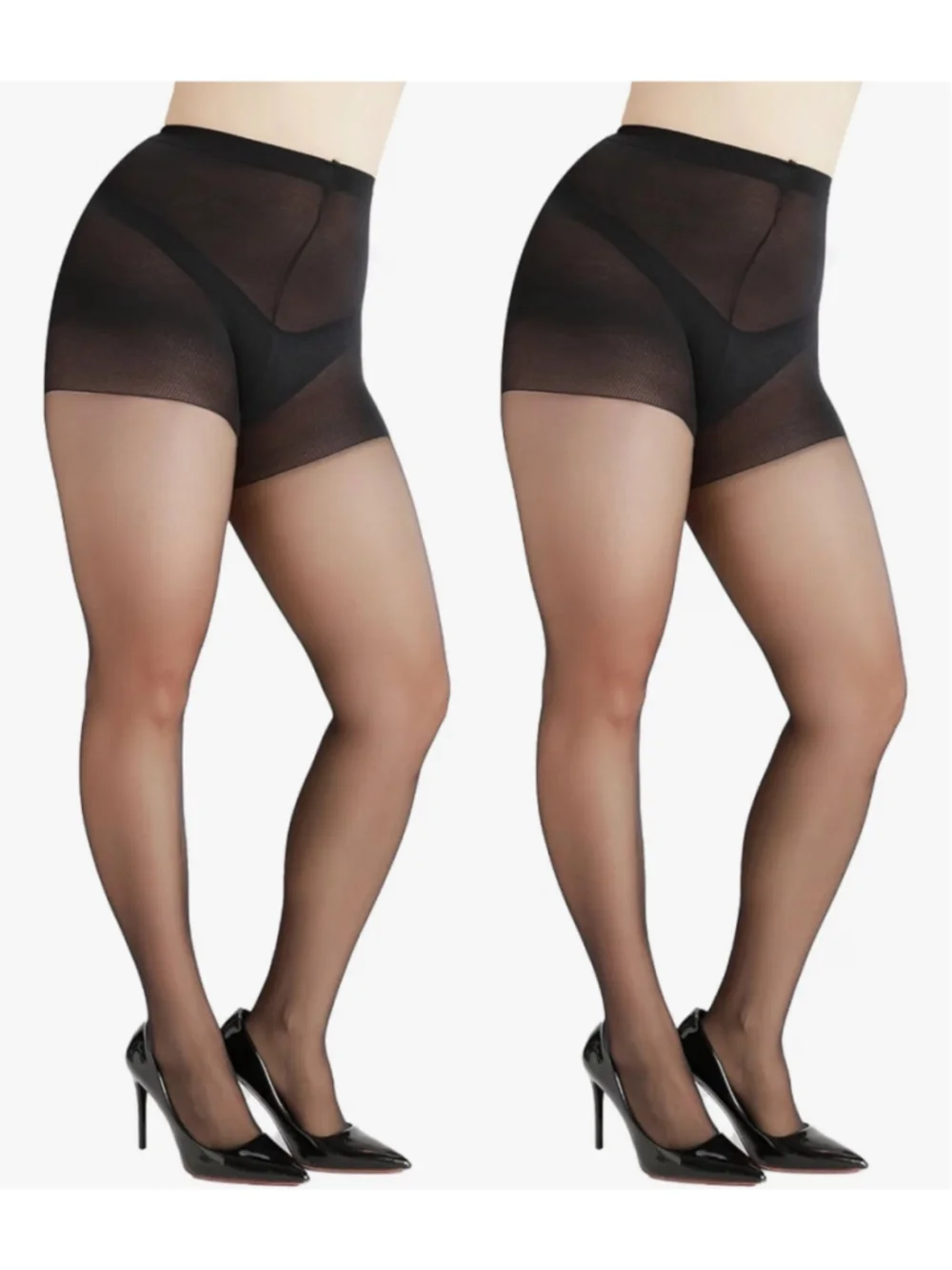 G&Y Plus Size 3XL Sheer Pantyhose Black 20D Control Top – 4 Pairs NEW